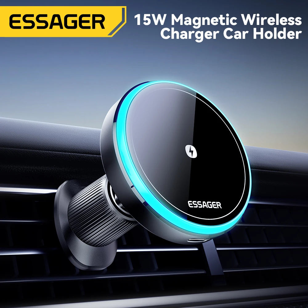 Magnetic Car Phone Holder 15W Wireless Charger Stand