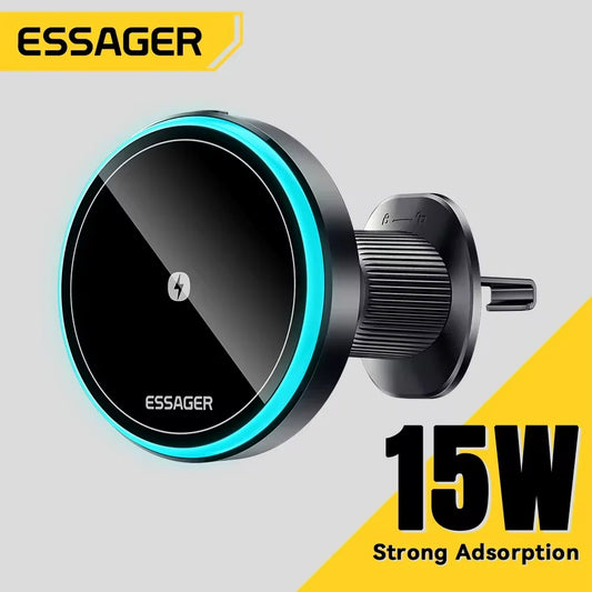 Magnetic Car Phone Holder 15W Wireless Charger Stand