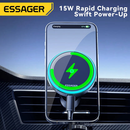 Magnetic Car Phone Holder 15W Wireless Charger Stand